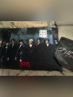 Stray Kids Fan Set- wall tapestry, drawstring bag and stickers NEW